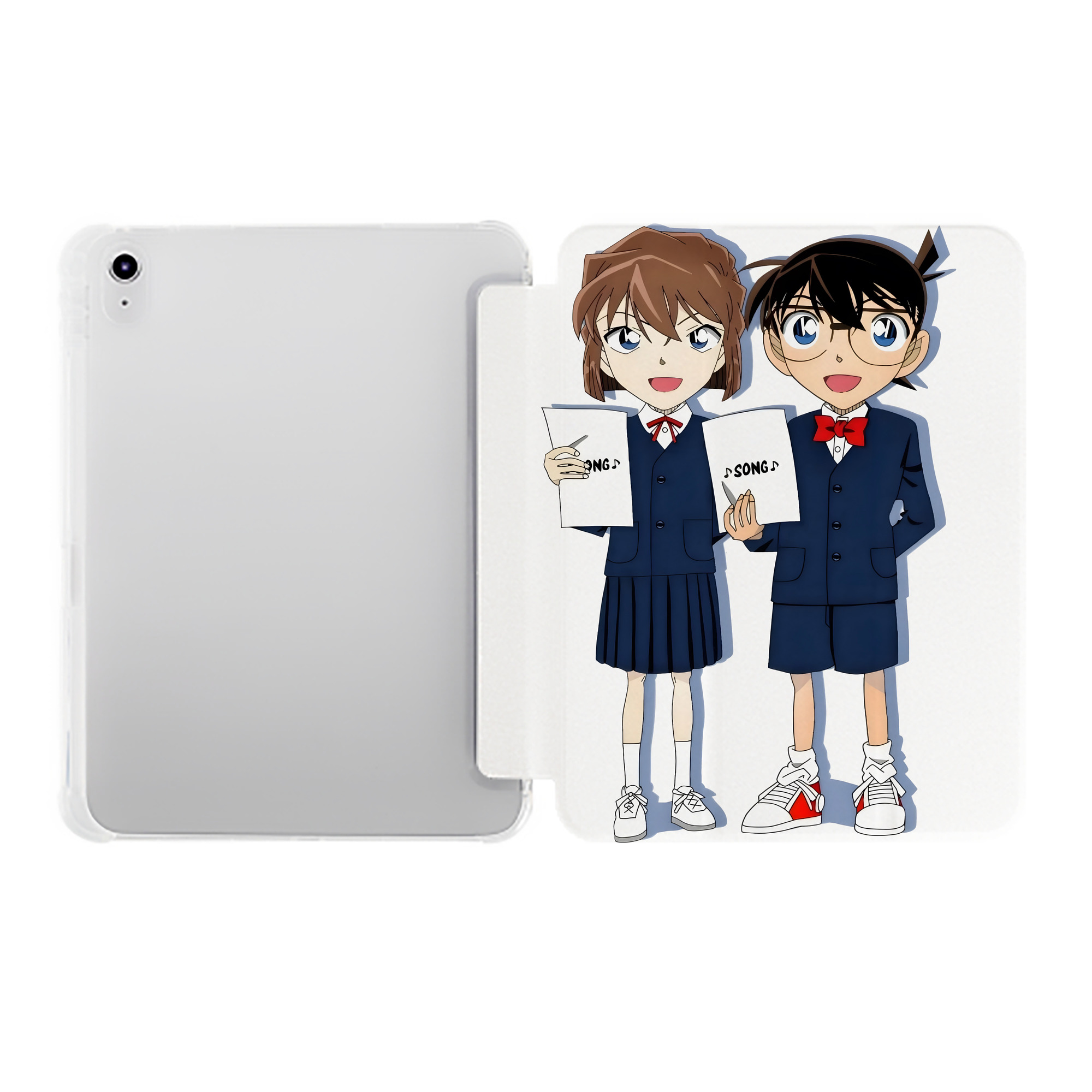 （画像用） 名探偵コナン 灰原 哀 はいばら あい Detective Conan Anita Hailey、Vi Graythorn Haibara Ai IPad ケース ペン収納付き 三つ折りスタンド PUレザー×シリコン 対応機種9.5/10.5/10.9インチ